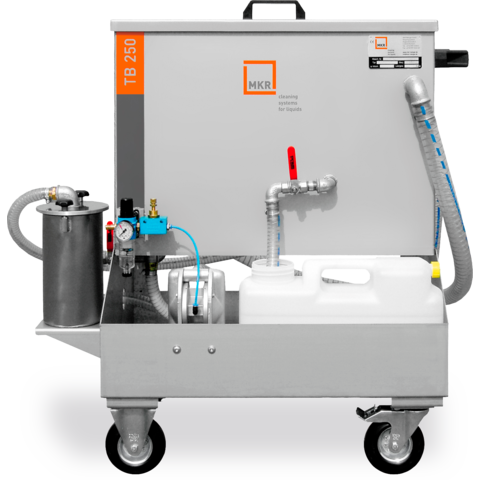 Le séparateur d'huiles étrangères TB 250 de MKR Metzger, utilisable de manière mobile ou stationnaire, fonctionne selon le principe de la coalescence. Avec un débit de 250 l par heure, il permet de séparer efficacement les huiles étrangères des fluides de lavage ou des réfrigérants lubrifiants.